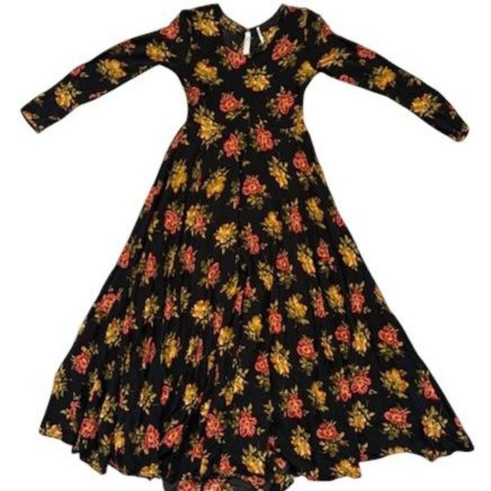 Black floral maxi dress with long sleeves